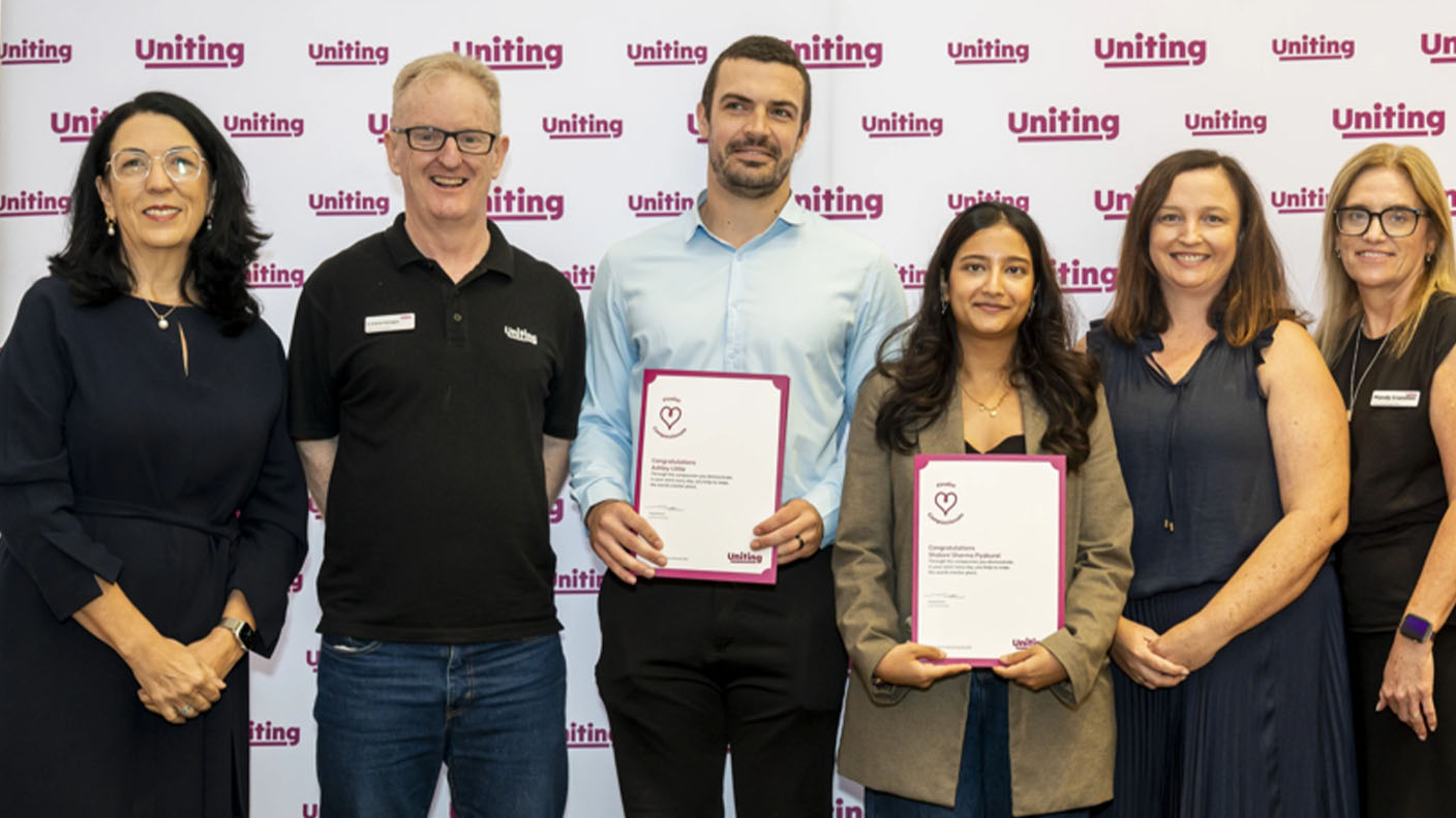 Members of the Uniting leadership team with 'With Heart Award' winners.