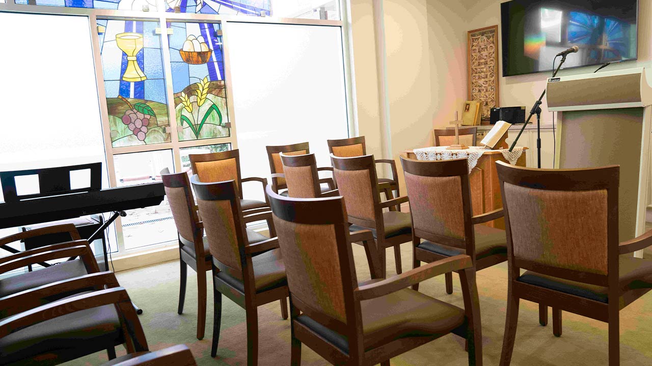 All faiths are welcome in our beautiful chapel for worship, or quiet reflection. 