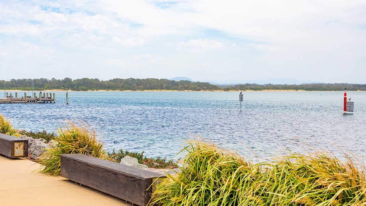 Shoreline of a lake in Port Macquarie region