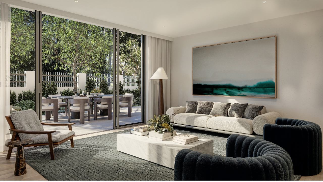 Living room with courtyard