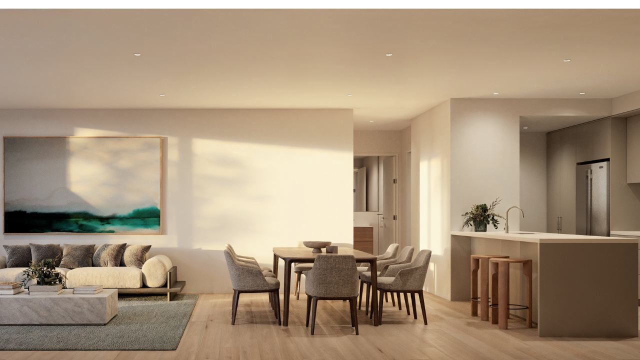 Living room and kitchen